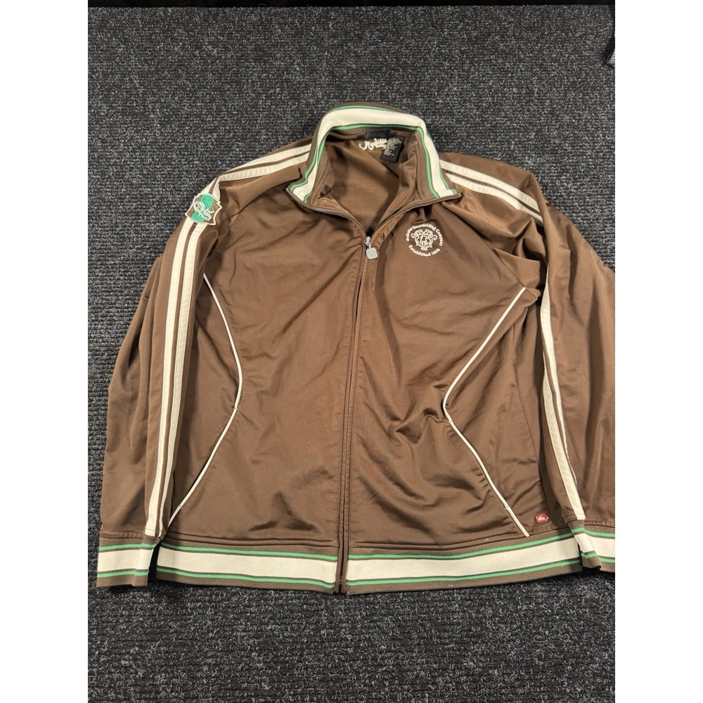Quiksilver Mens XL Brown Track Jacket Y2K Boardriding Surf Skate Full Zip